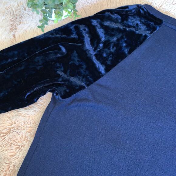 NWT GAP Dark Navy Blue Softspun Velvet Raglan Long Sleeve Dress Small - Picture 8 of 11